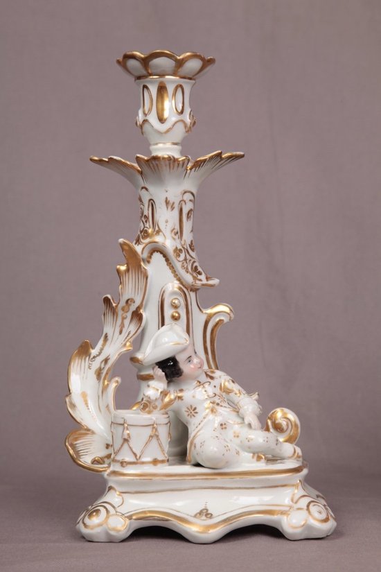 Beautiful pair of Old Paris porcelain candlesticks from the 19th century