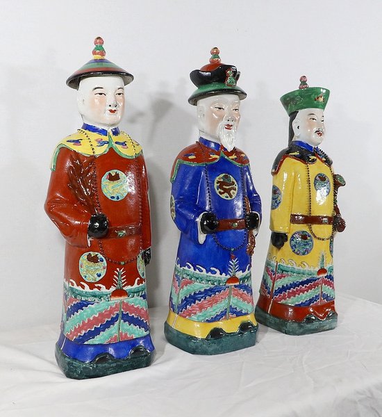 Importantes Statues en Faïence « Les Dignitaires Mandarins », Chine – XXe