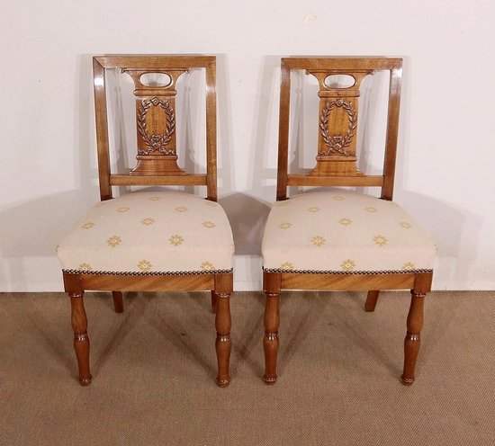 Pair of Solid Mahogany Chairs, Restoration Period - Early 19th Century