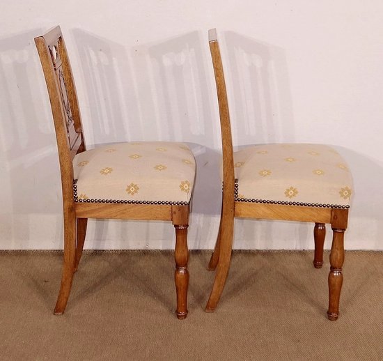 Pair of Solid Mahogany Chairs, Restoration Period - Early 19th Century