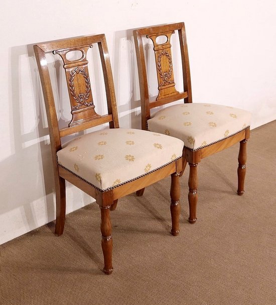 Pair of Solid Mahogany Chairs, Restoration Period - Early 19th Century