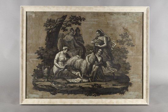 PAPIER PEINT "ZEUS NOURRI PAR LA CHÈVRE AMALTHÉE", ÉPOQUE EMPIRE