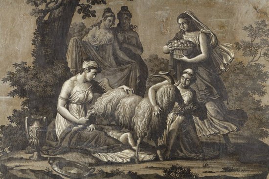 PAPIER PEINT "ZEUS NOURRI PAR LA CHÈVRE AMALTHÉE", ÉPOQUE EMPIRE