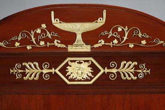 Empire Period Mahogany Sofa Bed Decorated With Lyre And Bust Of Mercury, 19th