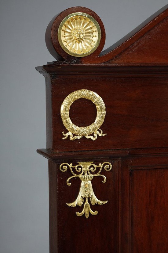 Empire Period Mahogany Sofa Bed Decorated With Lyre And Bust Of Mercury, 19th