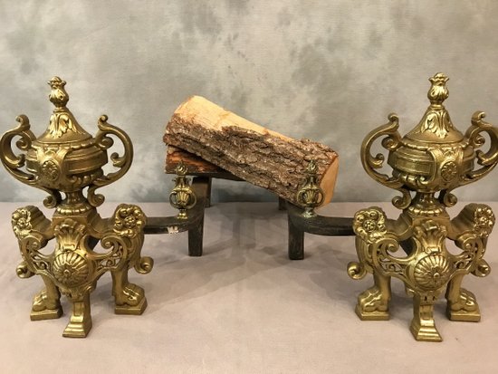 19th Century Polished Bronze Andiron