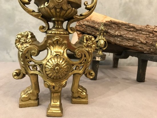 19th Century Polished Bronze Andiron