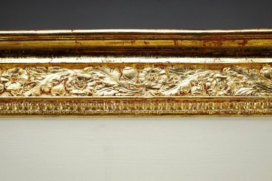 Grand Miroir Trumeau En Bois Et Stuc Doré, d'époque Empire, 19e