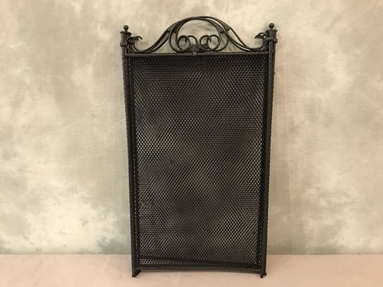 Antique 19th Century Blackened Iron Fireplace Screen