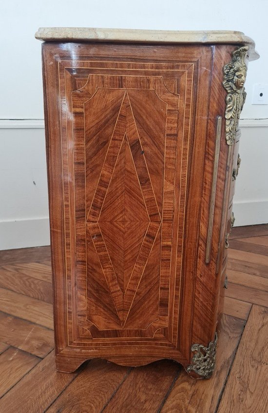 Small Chest Of Drawers In Marquetry Regency Style