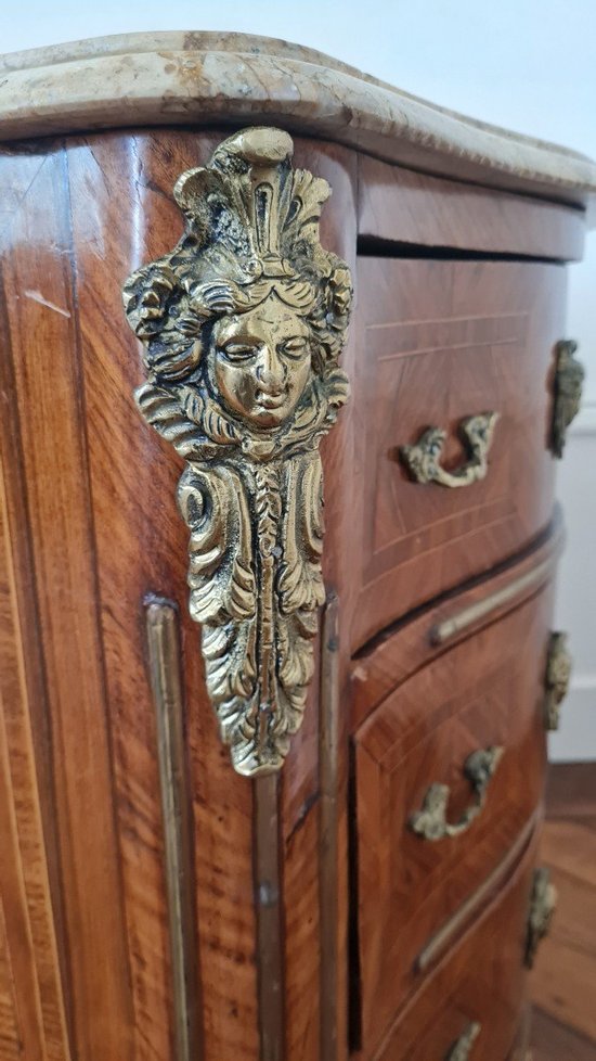 Small Chest Of Drawers In Marquetry Regency Style