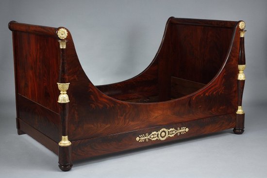 Large Solid Mahogany Boat Bed From The Empire Period