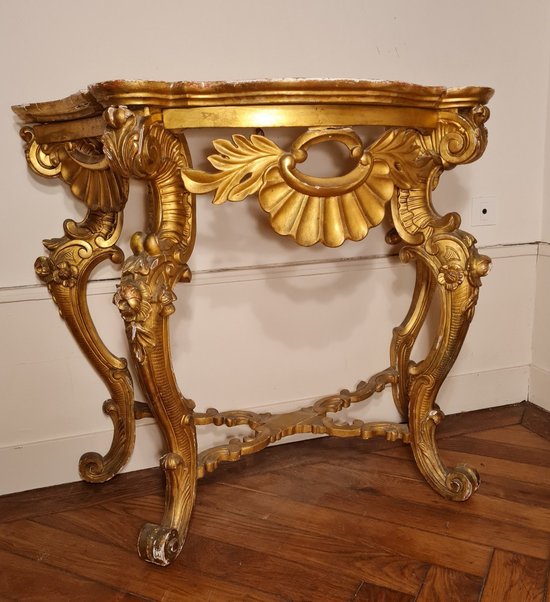 Gilded Wood Console, XIXth century