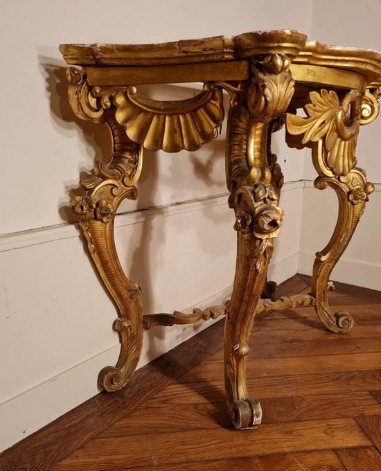 Gilded Wood Console, XIXth century