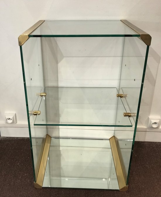 Vintage Glass And Brass Table Circa 1970