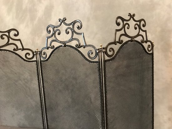 Antique Rustic Iron Fireplace Screen in Fronton