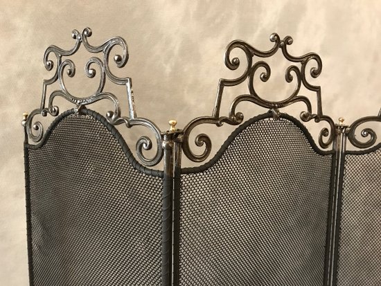 Antique Rustic Iron Fireplace Screen in Fronton