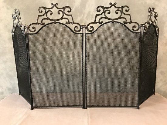 Antique Rustic Iron Fireplace Screen in Fronton