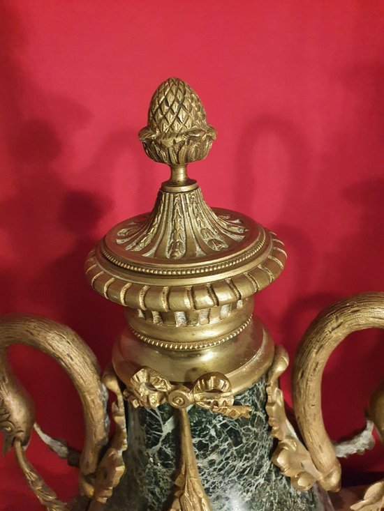 Pair Of Marble And Bronze Covered Pot Louis XVI Style