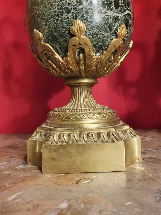 Pair Of Marble And Bronze Covered Pot Louis XVI Style