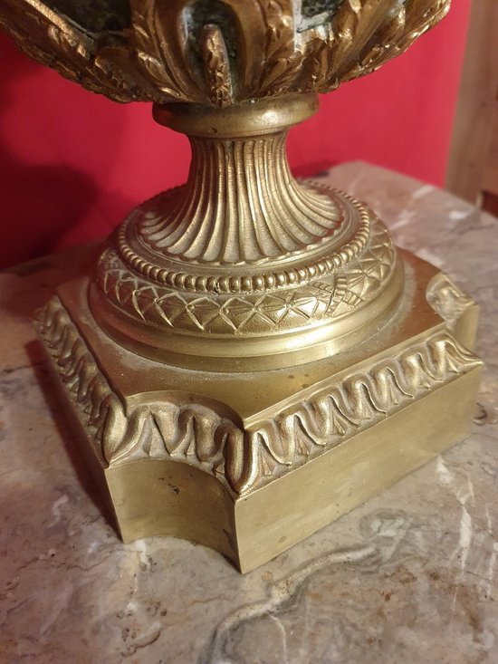 Pair Of Marble And Bronze Covered Pot Louis XVI Style