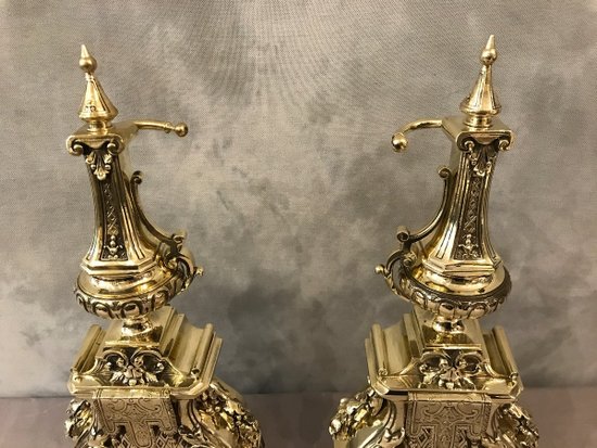 Pair Of Antique Bronze Period Louis XVI Style Chenets