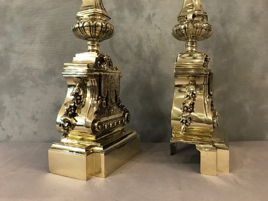 Pair Of Antique Bronze Period Louis XVI Style Chenets