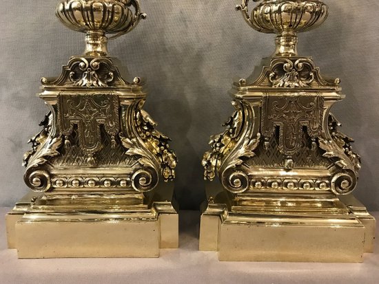 Pair Of Antique Bronze Period Louis XVI Style Chenets