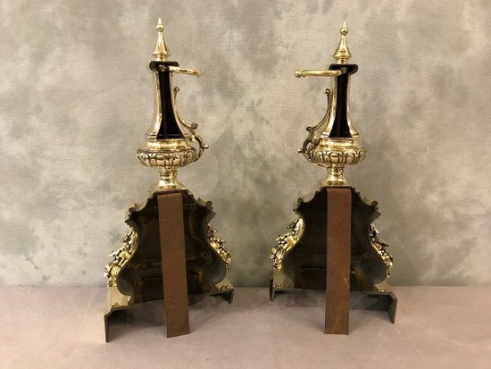 Pair Of Antique Bronze Period Louis XVI Style Chenets