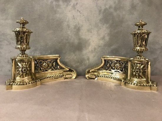 Pair Of Antique Bronze Period Louis XVI Style Chenets