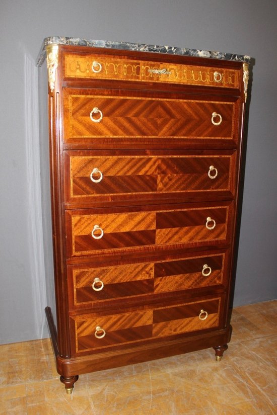 Louis XVI style mahogany and marquetry chiffonier circa 1925