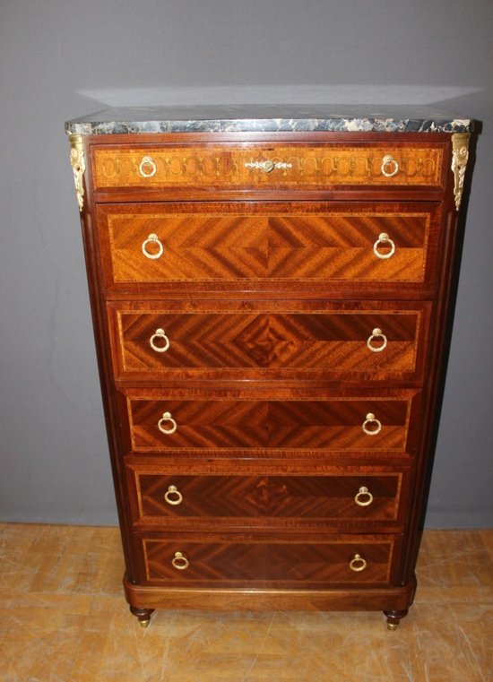 Louis XVI style mahogany and marquetry chiffonier circa 1925