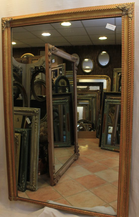 Large Floor Standing Mirror, Gold Leaf, Mercury Ice 115 X 175 Cm