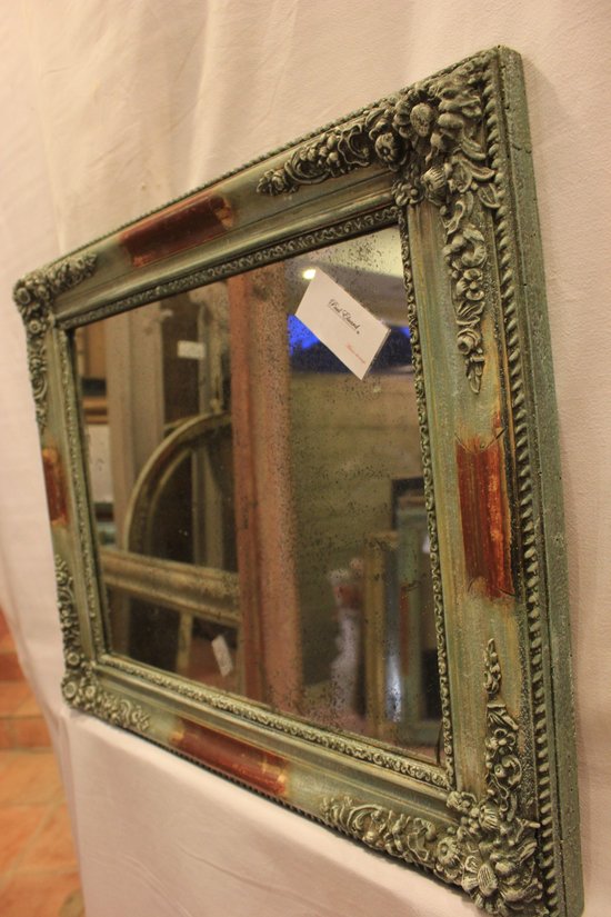 Small Restoration Mirror, Gold And Patina, Mercury Ice 46 X 56cm