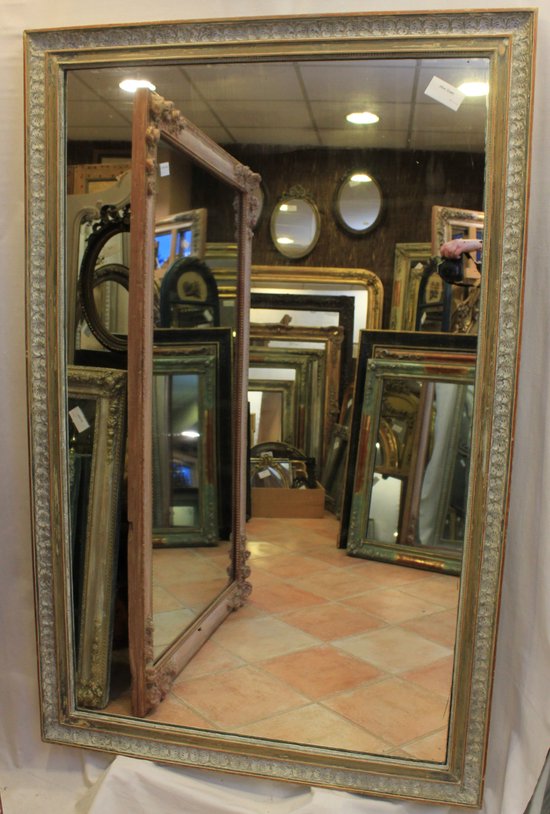 Large Rectangle Mirror Directoire Patinated 103 X 161 Cm