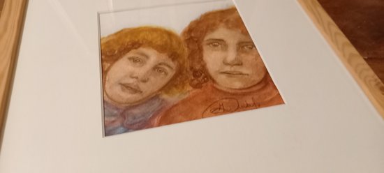 Portrait of two children: watercolor