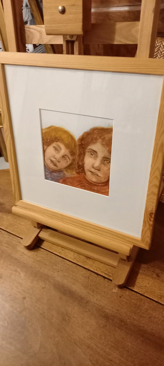 Portrait of two children: watercolor