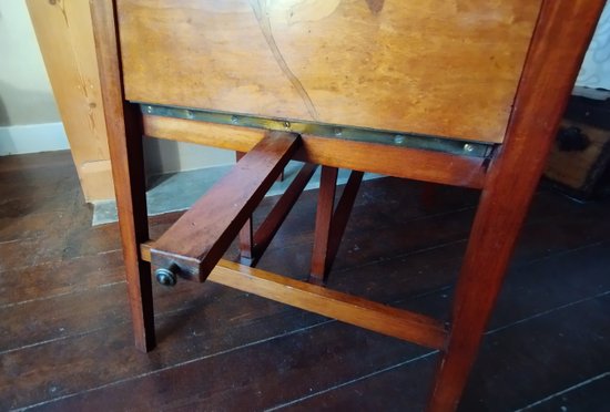 Table of living room with flaps in marquetry in the Gallé taste