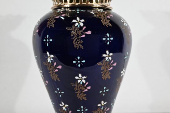 Vase en Céramique et Bronze Doré, Manufacture Boch Frères Keramis – Fin XIXe