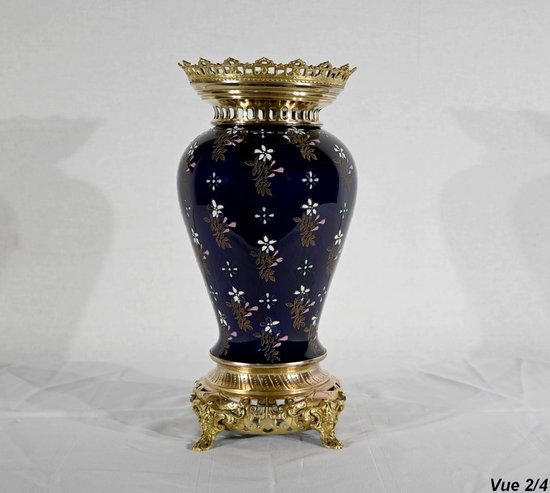 Vase en Céramique et Bronze Doré, Manufacture Boch Frères Keramis – Fin XIXe