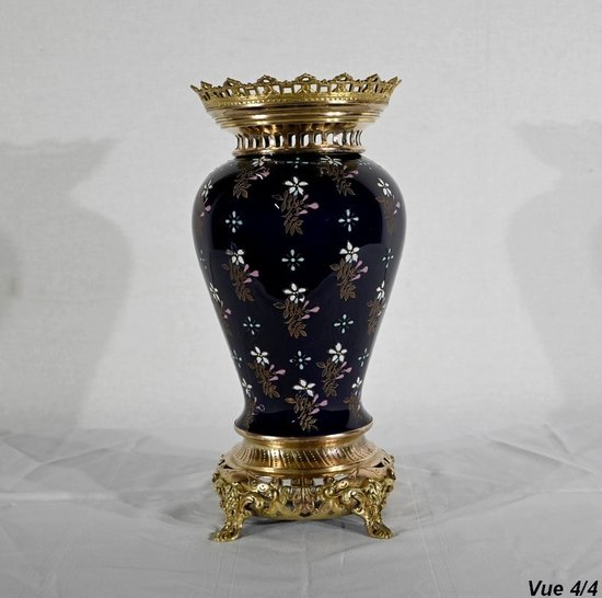 Vase en Céramique et Bronze Doré, Manufacture Boch Frères Keramis – Fin XIXe