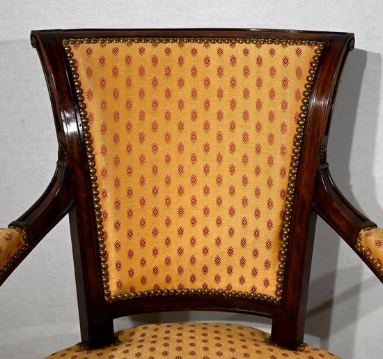 Pair of Mahogany Armchairs, Louis XVI style - 2nd part of the XIXth century