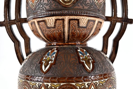 Important Cloisonné Ceramic Vases, Hispano-Moorish - Late 19th century