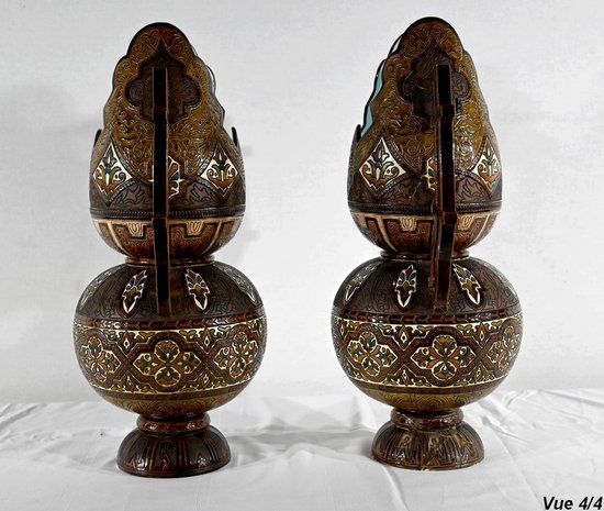 Important Cloisonné Ceramic Vases, Hispano-Moorish - Late 19th century