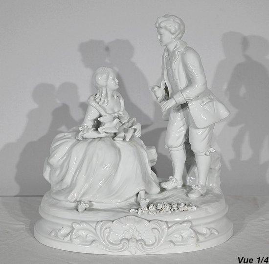 Faïence « Couple de Galants », d’après F.Boucher, Sèvres – Fin XIXe