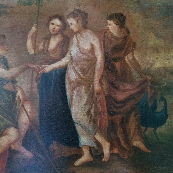 Late 18th century, The Judgment of Paris, oil on panel.