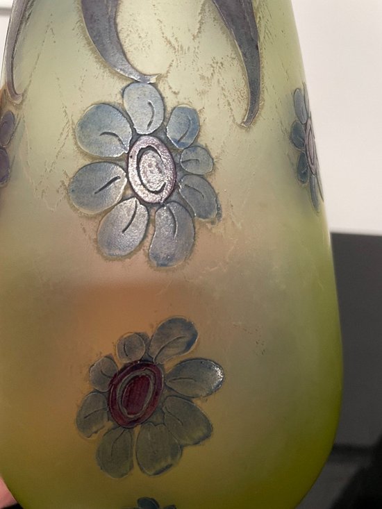 Legras - Frosted Glass Vase With Art Deco Flower Design