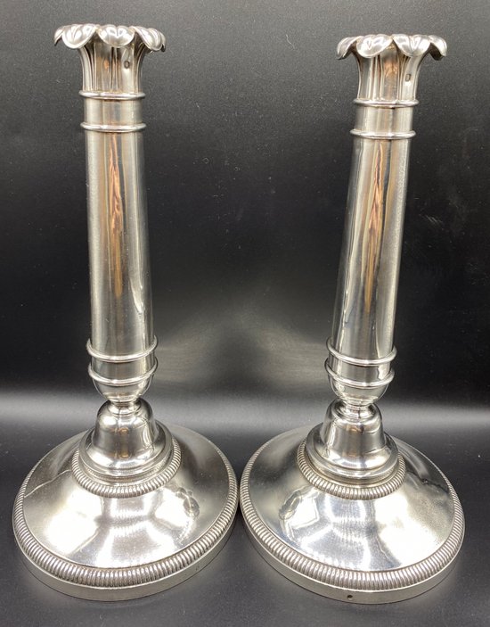 PAIR OF SILVER TORCHES