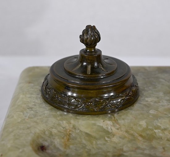 Important Inkwell in Onyx from Pakistan and Bronze - Late 19th century