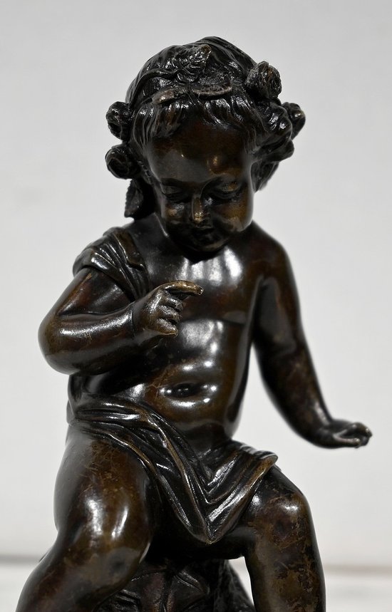 Bronze " Putto with a bow " - XIXth century